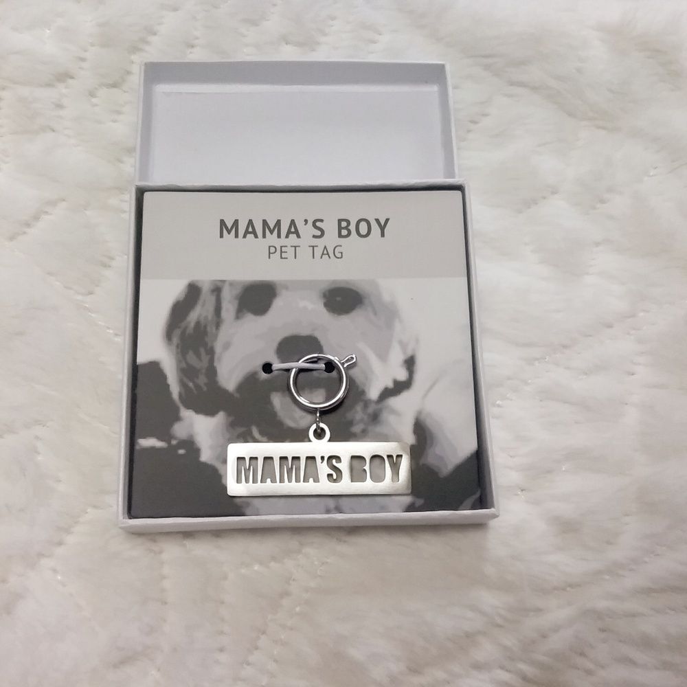 Jaeci Mamas Boy Pet Tag Dog Stainless Steel Collar Jewelry New in Box